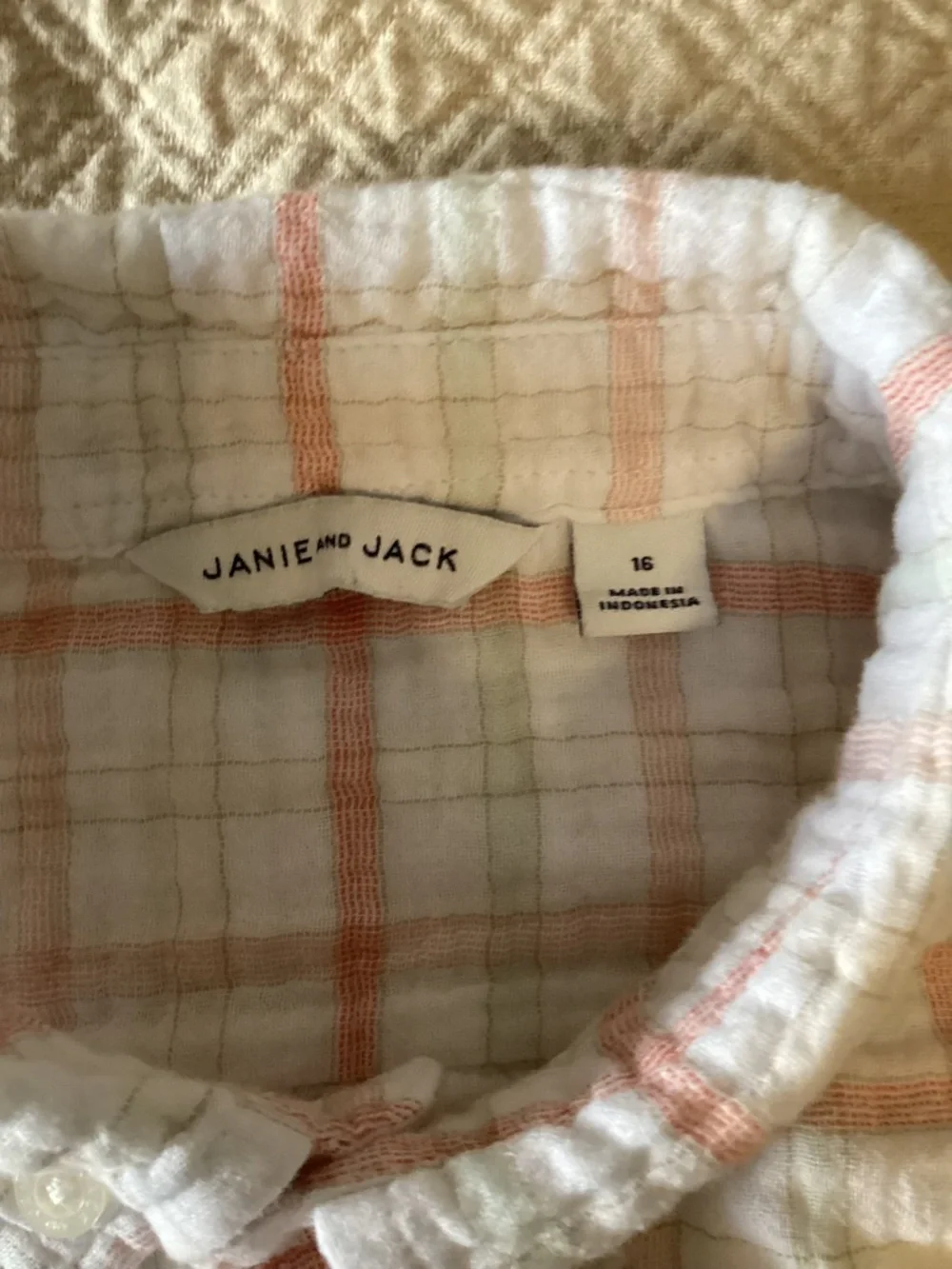 Janie & Jack soft red plaid gauze shirt with Crewcuts  drawstring shorts size 16